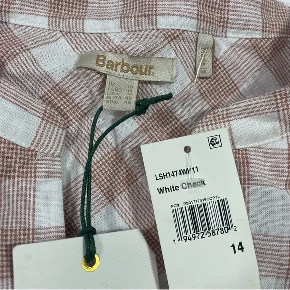 New Barbour Stoneleigh Top White Check Print Size 14 Blouse - Picture 6 of 6